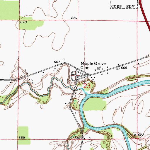 Topographic Map of Maple Grove Cemetery, MI