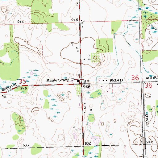 Topographic Map of Maple Grove Church, MI