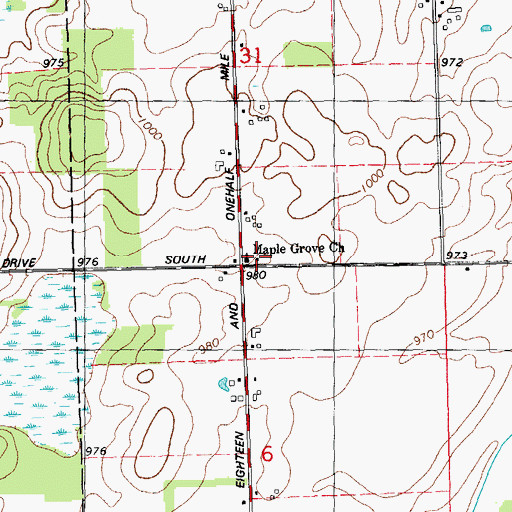 Topographic Map of Maple Grove Church, MI