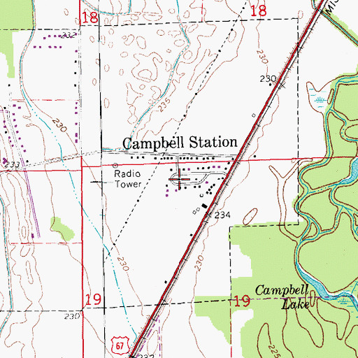 Topographic Map of Campbell Station Baptist Church, AR
