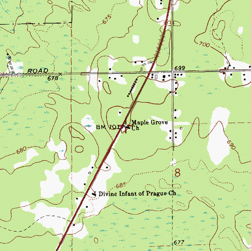 Topographic Map of Maple Grove Church, MI