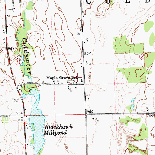 Topographic Map of Maple Grove School, MI