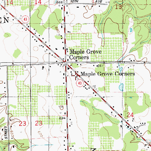 Topographic Map of Maple Grove School, MI