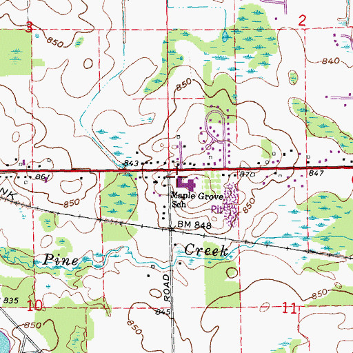 Topographic Map of Maple Grove School, MI