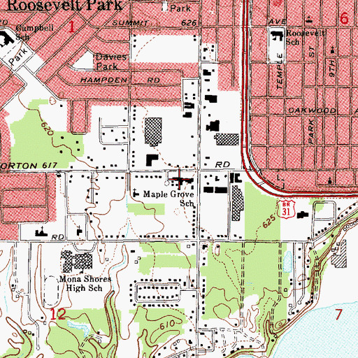 Topographic Map of Maple Grove School, MI