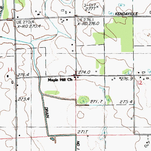 Topographic Map of Maple Hill Church, MI
