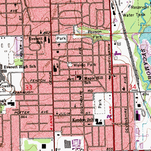 Topographic Map of Maple Hill School, MI