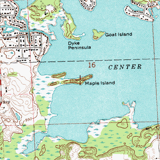 Topographic Map of Maple Island, MI