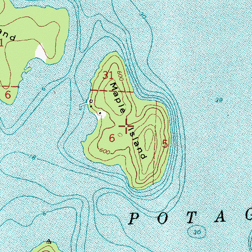 Topographic Map of Maple Island, MI