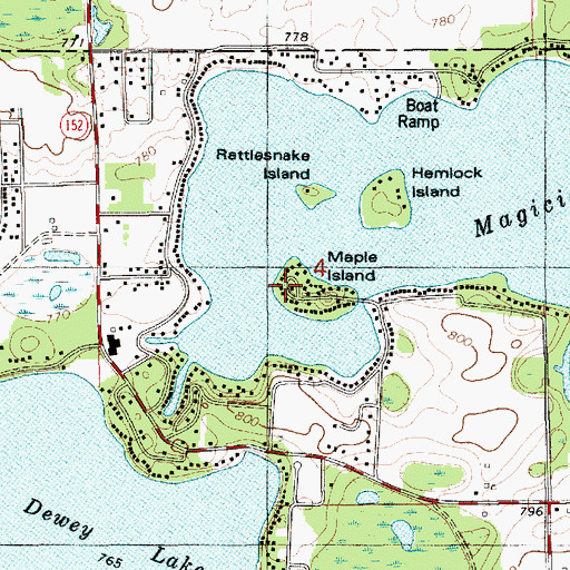Topographic Map of Maple Island, MI