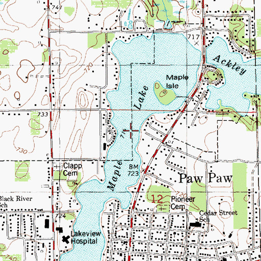 Topographic Map of Maple Lake, MI