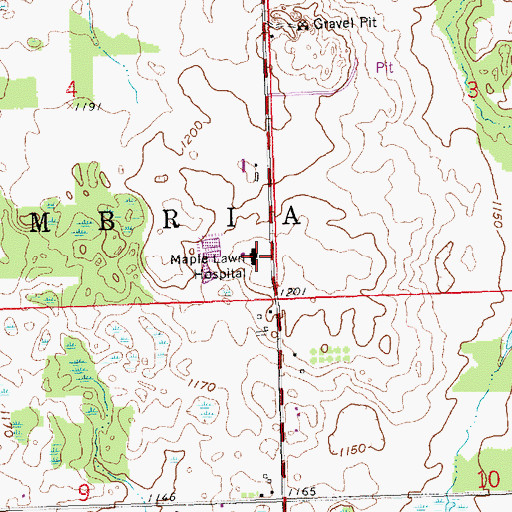 Topographic Map of Maple Lawn Hospital, MI