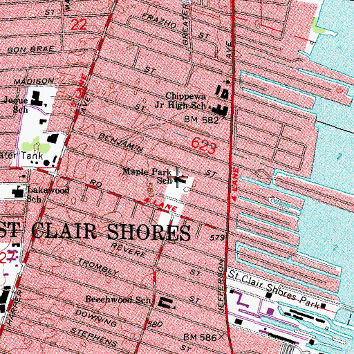 Topographic Map of Maple Park School, MI