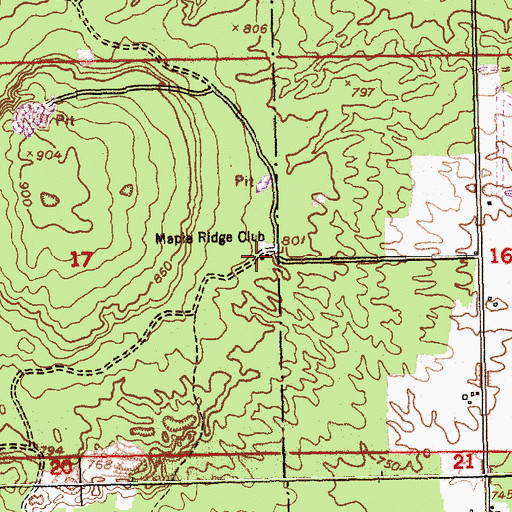 Topographic Map of Maple Ridge Club, MI