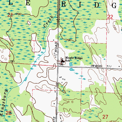 Topographic Map of Maple Ridge School, MI
