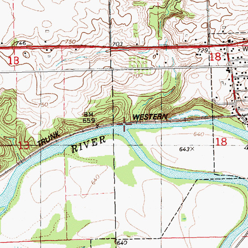 Topographic Map of Maple River, MI