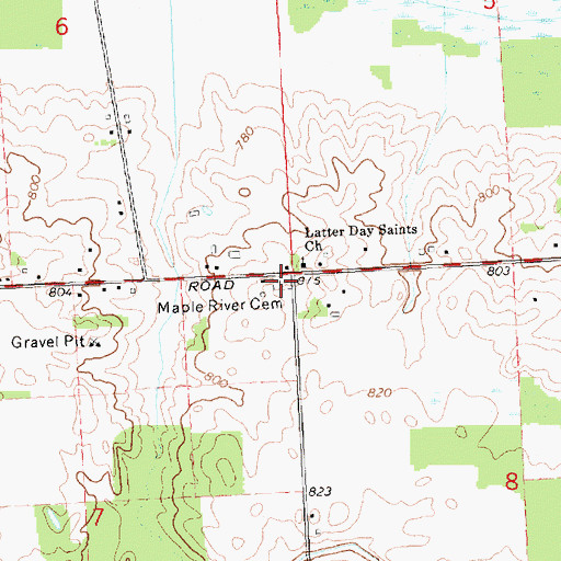 Topographic Map of Maple River Cemetery, MI
