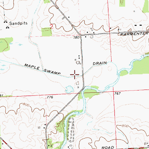 Topographic Map of Maple Swamp Drain, MI