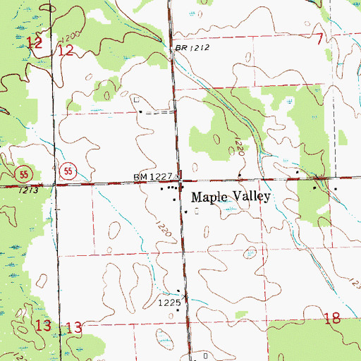 Topographic Map of Maple Valley, MI