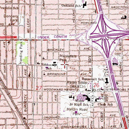 Topographic Map of Mapledale Park, MI