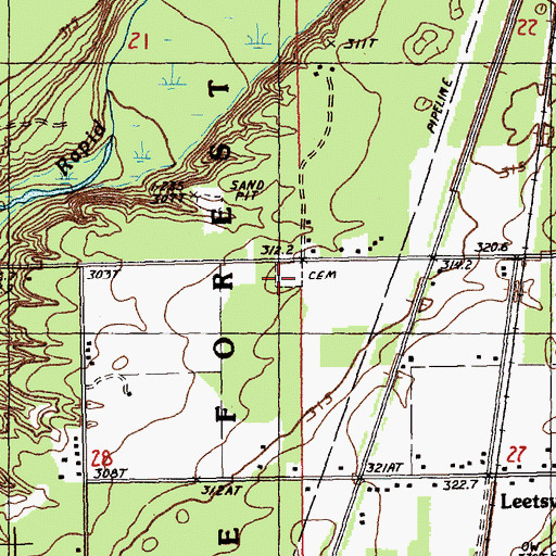 Topographic Map of Maplegrove Cemetery, MI