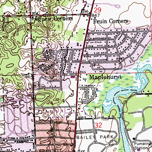 Topographic Map of Maplehurst, MI