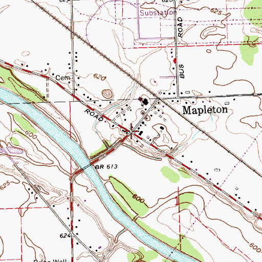 Topographic Map of Mapleton, MI