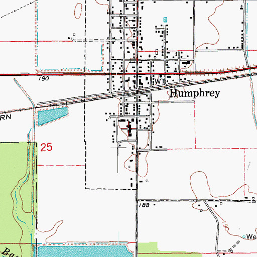 Topographic Map of Humphrey High School, AR