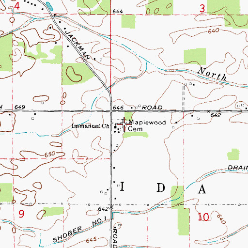 Topographic Map of Maplewood Cemetery, MI