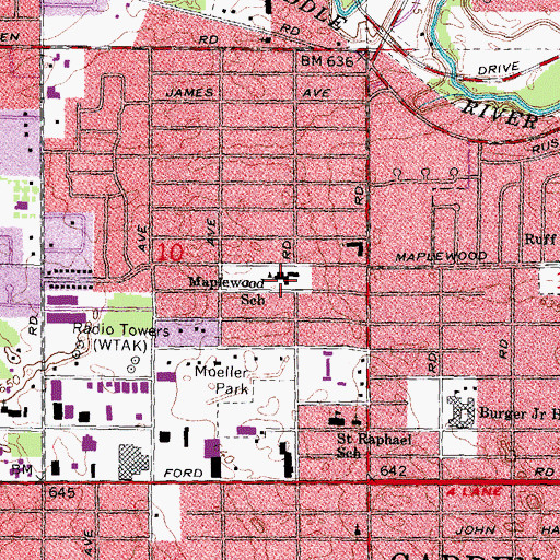 Topographic Map of Maplewood School, MI