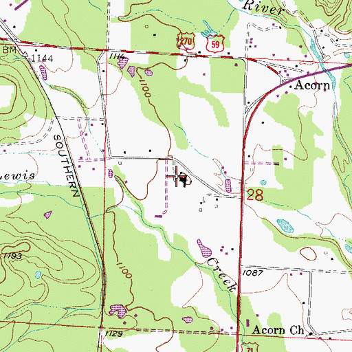 Topographic Map of Acorn School, AR