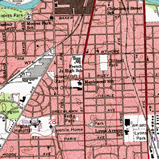 Topographic Map of Maplewood School, MI