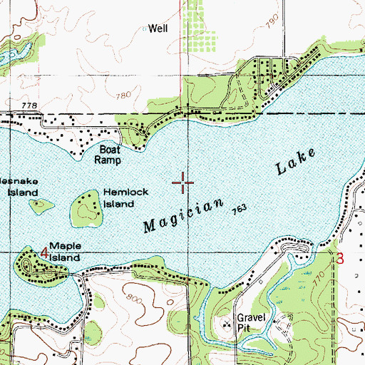 Topographic Map of Magician Lake, MI