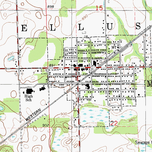 Topographic Map of Marcellus, MI