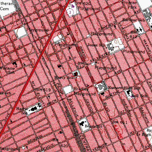 Topographic Map of Marcy School, MI