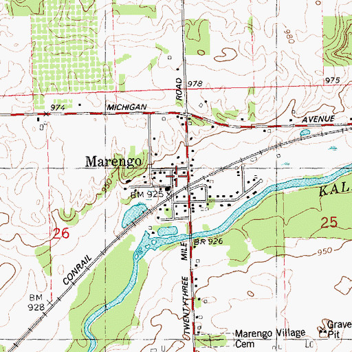 Topographic Map of Marengo, MI