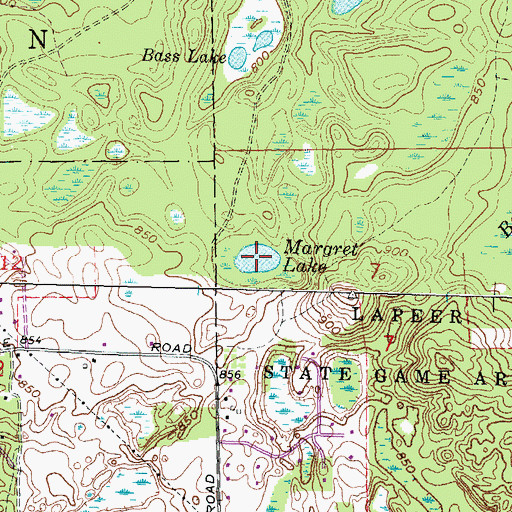 Topographic Map of Margret Lake, MI