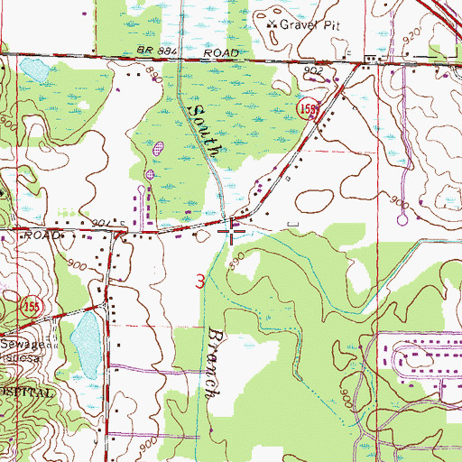 Topographic Map of Marion and Genoa Drain, MI