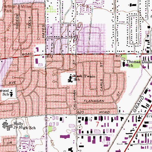 Topographic Map of Mark Twain School, MI