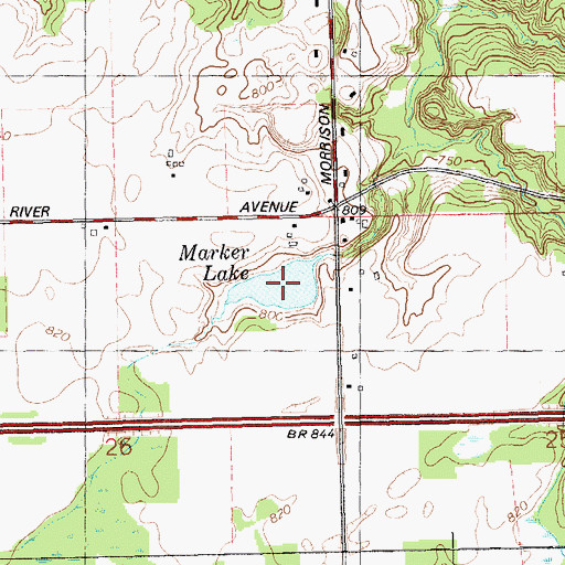 Topographic Map of Marker Lake, MI