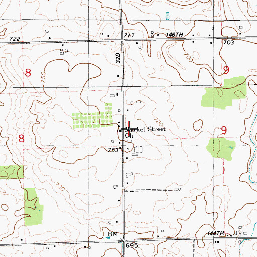 Topographic Map of Market Street Church, MI