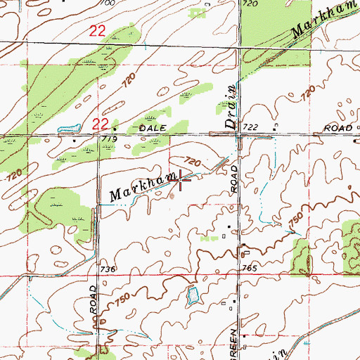 Topographic Map of Markham Drain, MI
