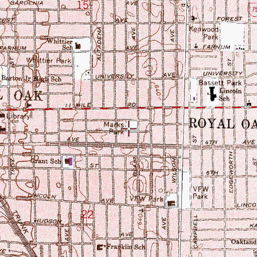 Topographic Map of Marks Park, MI