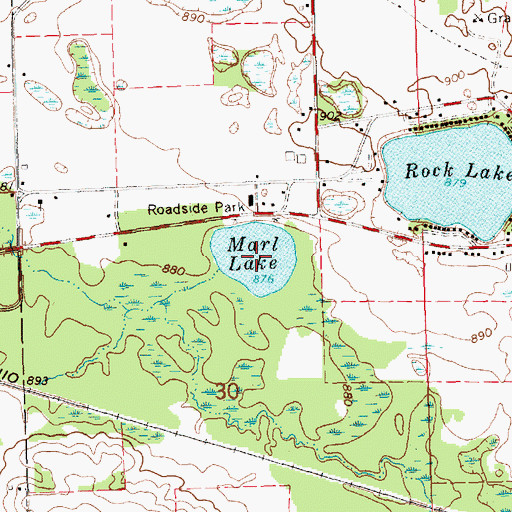Topographic Map of Marl Lake, MI
