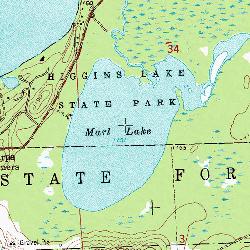 Topographic Map of Marl Lake, MI