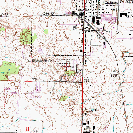 Topographic Map of Marlette Cemetery, MI
