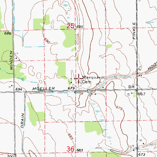 Topographic Map of Marquardt Cemetery, MI