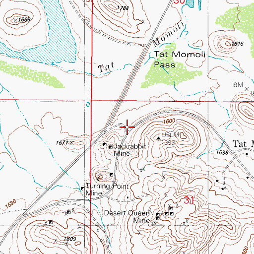 Topographic Map of Jackrabbit Mine, AZ