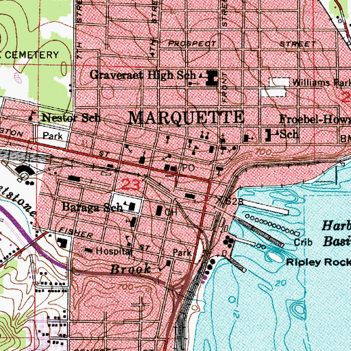 Topographic Map of Marquette, MI