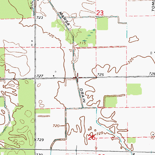 Topographic Map of Marsa Drain, MI